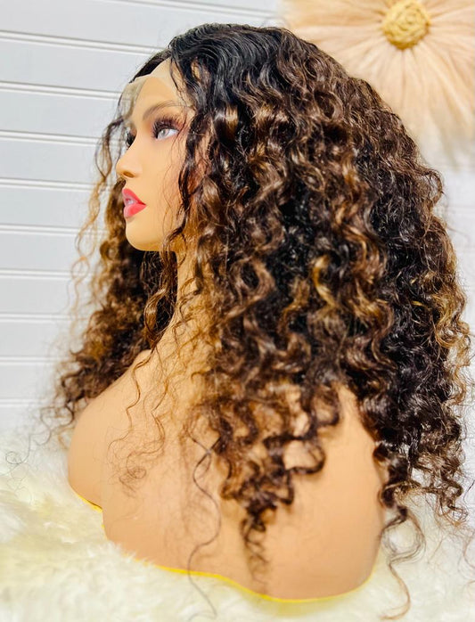 Raw Indian Deep Curly Wig - Two tone (Alicia)